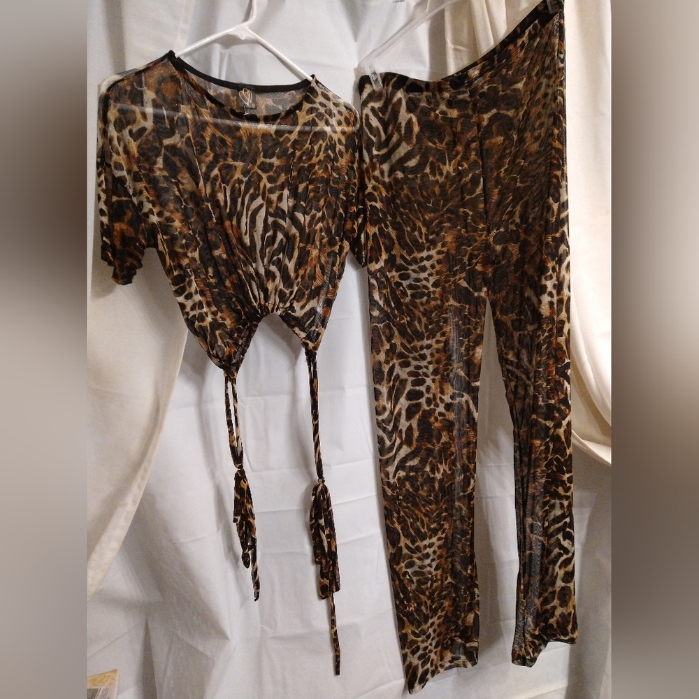 leopard pants and top (NWOT)